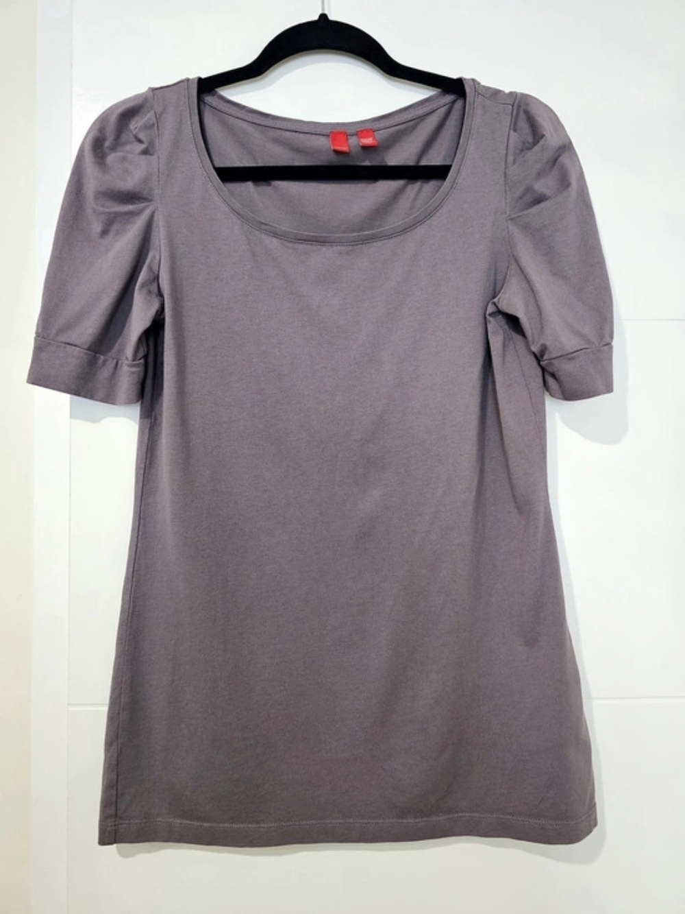 Esprit Women's Gray Knit Scoop Neck Puff Short Sleeve Cotton T-Shirt M/L